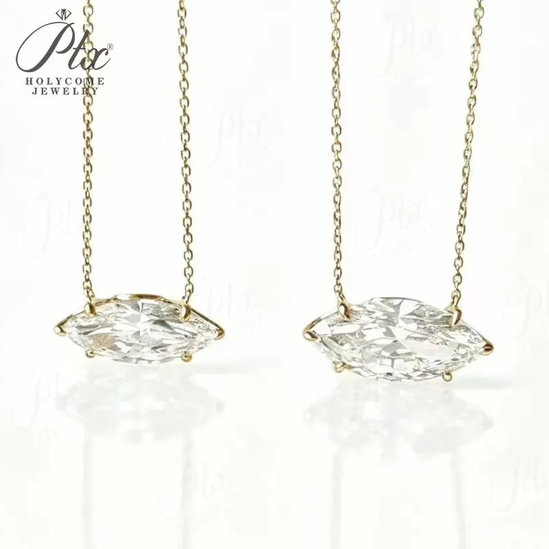 123ct Marquise Lab Grown Diamond Pendant Necklace D Color VVS1 14K Gold Plated IGI - Image 2