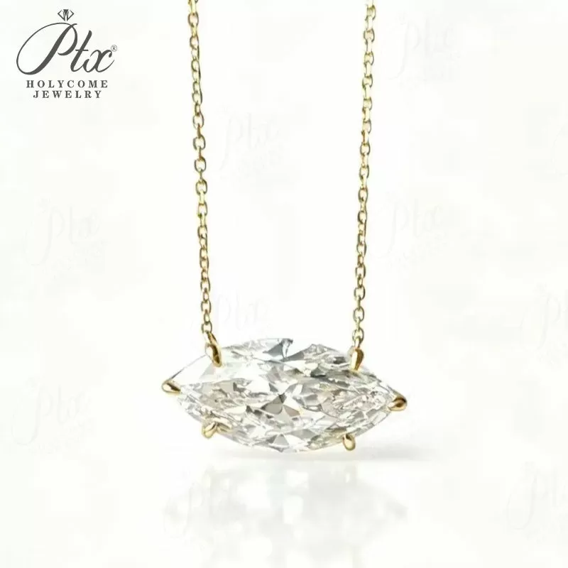 123ct Marquise Lab Grown Diamond Pendant Necklace D Color VVS1 14K Gold Plated IGI - Image 3