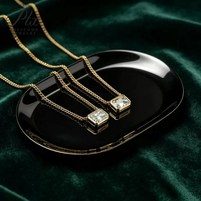 123ct Radiant Lab Grown Diamond Pendant Necklace D Color VVS1 14K Gold Plated IGI - Image 4