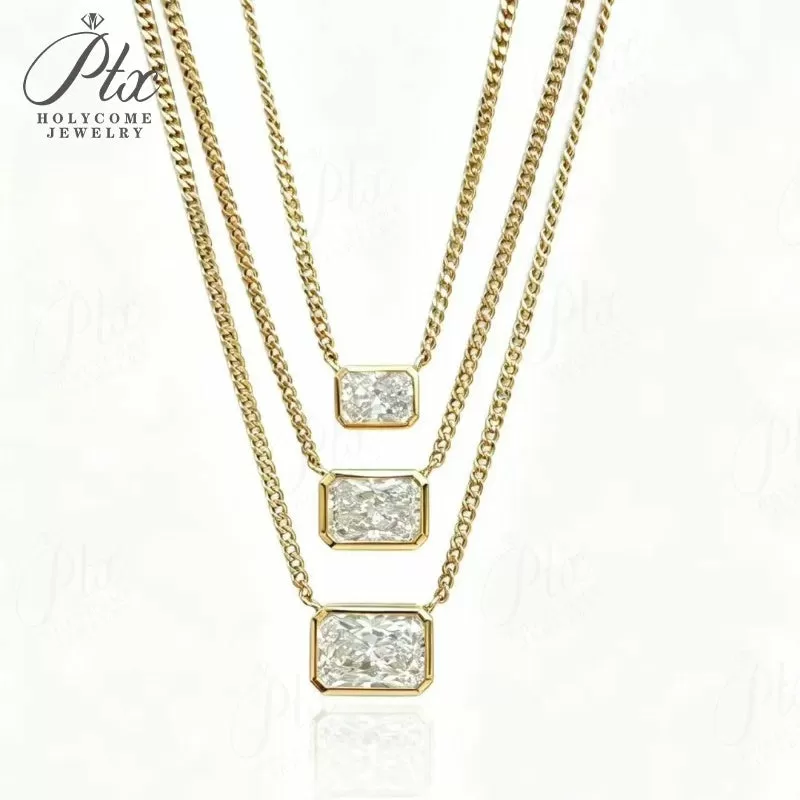 123ct Radiant Lab Grown Diamond Pendant Necklace D Color VVS1 14K Gold Plated IGI - Image 6