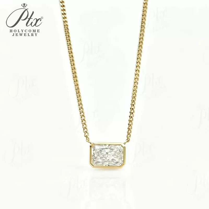 123ct Radiant Lab Grown Diamond Pendant Necklace D Color VVS1 14K Gold Plated IGI - Image 7