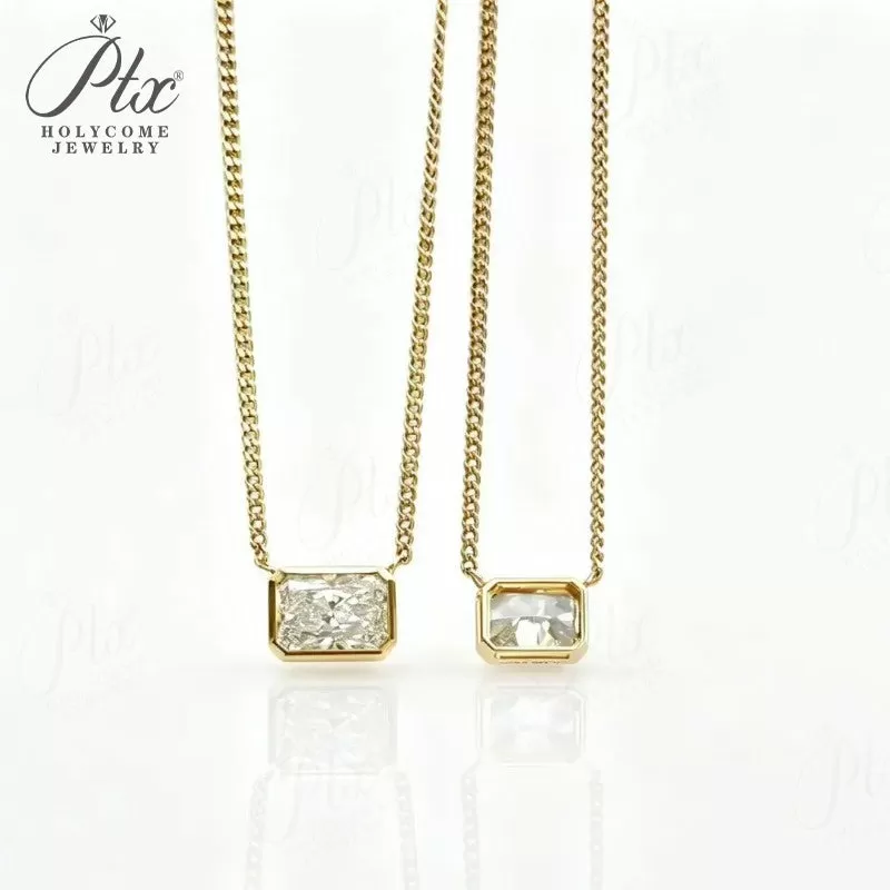 123ct Radiant Lab Grown Diamond Pendant Necklace D Color VVS1 14K Gold Plated IGI - Image 8