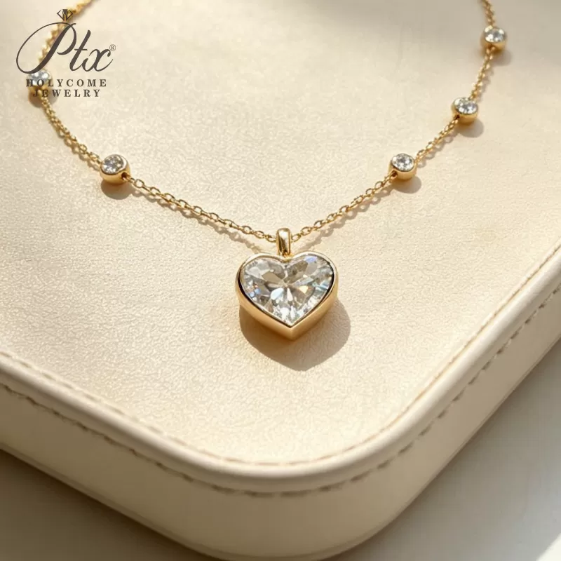 1ct Round Lab Grown Diamond Pendant Necklace D Color VVS1 14K Gold Plated IGI - Image 7
