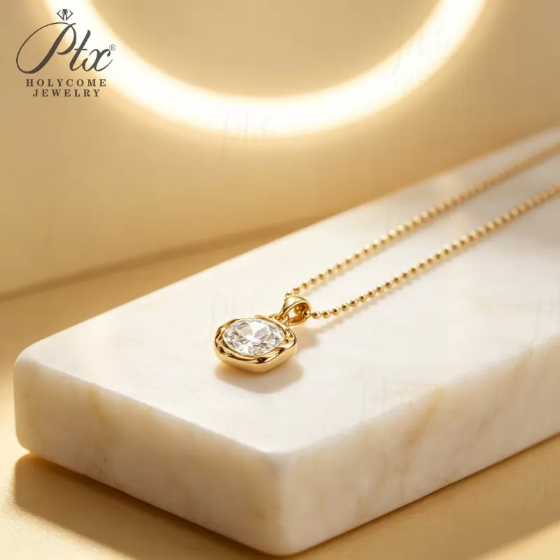 1ct Emerald Lab Grown Diamond Pendant Necklace D Color VVS1 14K Gold Plated IGI - Image 3