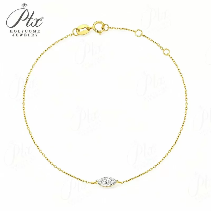 0.3ct Marquise Moissanite Pendant Necklace D Color VVS1 14K Gold Plated IGI