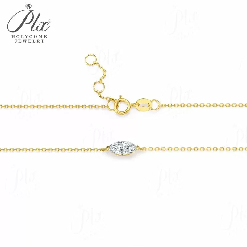 0.3ct Marquise Moissanite Pendant Necklace D Color VVS1 14K Gold Plated IGI - Image 11