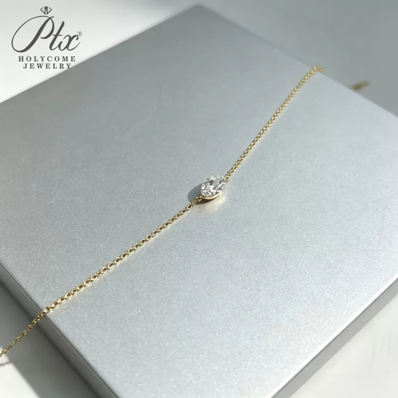 0.3ct Marquise Moissanite Pendant Necklace D Color VVS1 14K Gold Plated IGI - Image 9