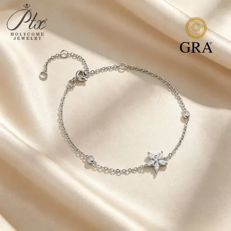 0.5ct Marquise Moissanite Bracelet D Color VVS1 925 Sterling Silver GRA