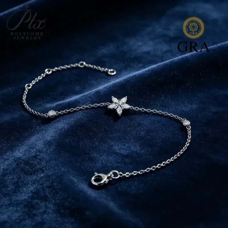 0.5ct Marquise Moissanite Bracelet D Color VVS1 925 Sterling Silver GRA - Image 4