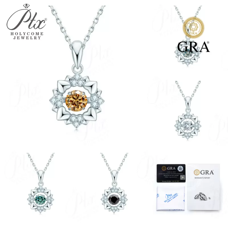 0.5ct Round Moissanite Pendant Necklace D Color VVS1 925 Sterling Silver GRA