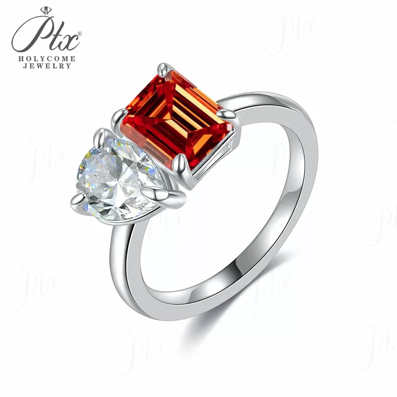 1ct Emerald Moissanite Ring D Color VVS1 925 Sterling Silver GRA