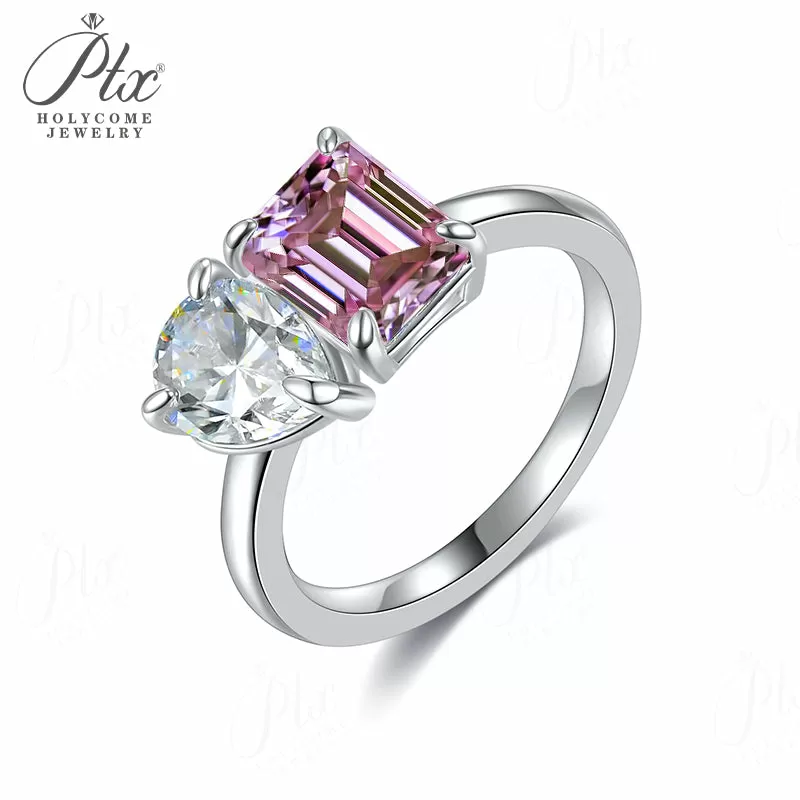 1ct Emerald Moissanite Ring D Color VVS1 925 Sterling Silver GRA - Image 2
