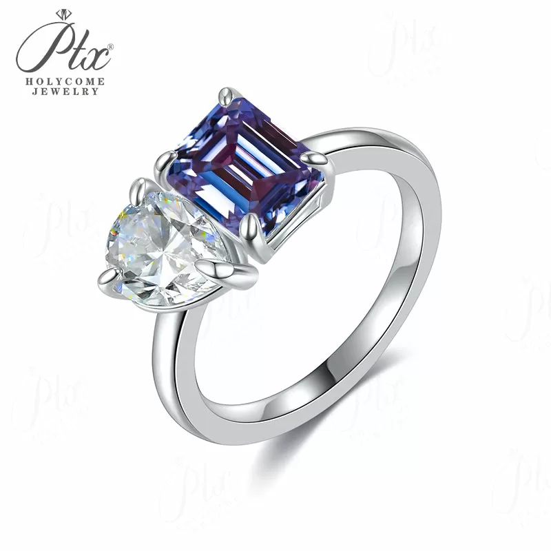 1ct Emerald Moissanite Ring D Color VVS1 925 Sterling Silver GRA - Image 3