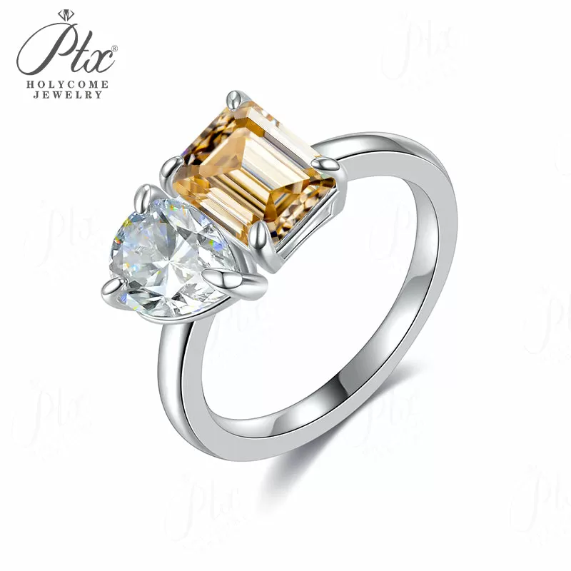 1ct Emerald Moissanite Ring D Color VVS1 925 Sterling Silver GRA - Image 4