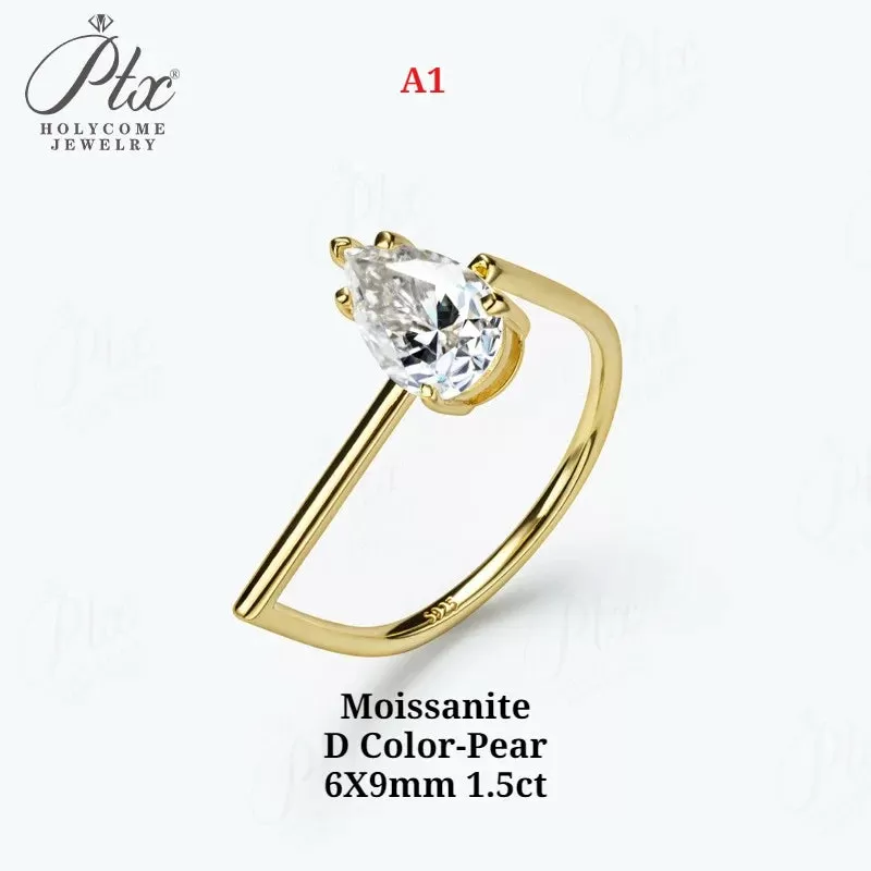 1ct Round Moissanite Ring D Color VVS1 925 Sterling Silver GRA - Image 8
