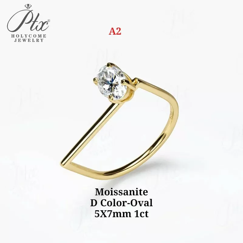 1ct Round Moissanite Ring D Color VVS1 925 Sterling Silver GRA - Image 9