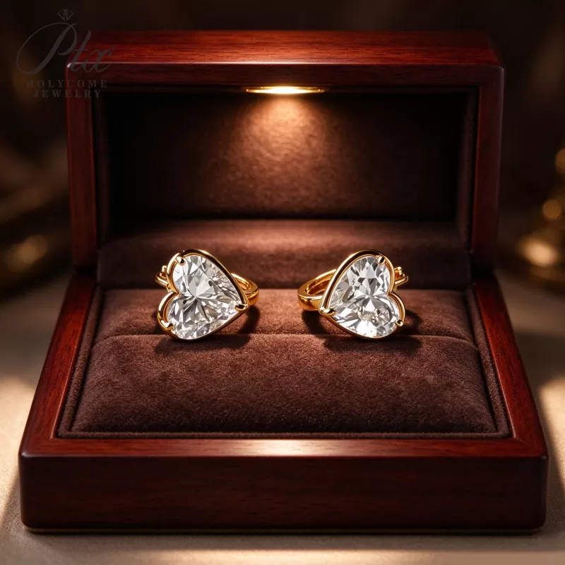 1ct Round Lab Grown Diamond Stud Earrings D Color VVS1 14K Gold Plated GRA - Image 2