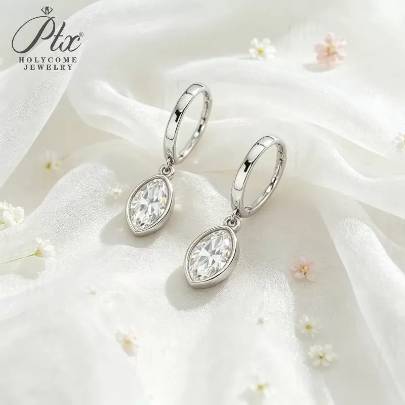 1-2ct Marquise Moissanite Stud Earrings D Color VVS1 925 Sterling Silver GRA - Image 2