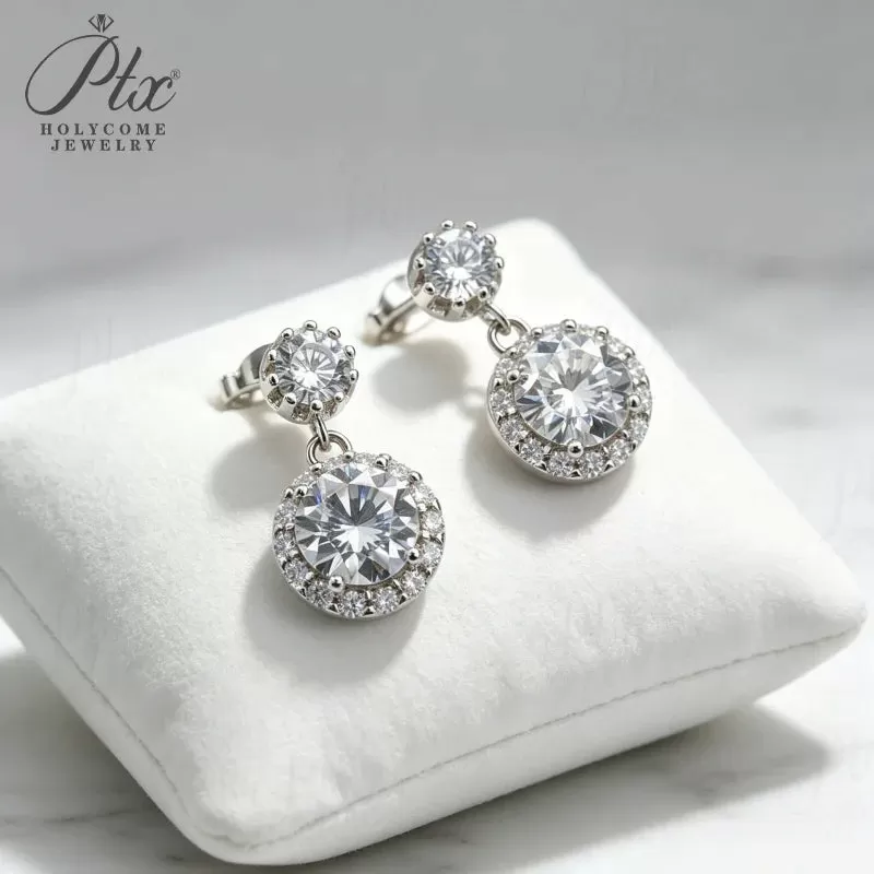 2ct Round Moissanite Stud Earrings D Color VVS1 925 Sterling Silver GRA - Image 2