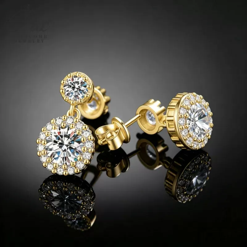 2ct Round Moissanite Stud Earrings D Color VVS1 925 Sterling Silver GRA - Image 5