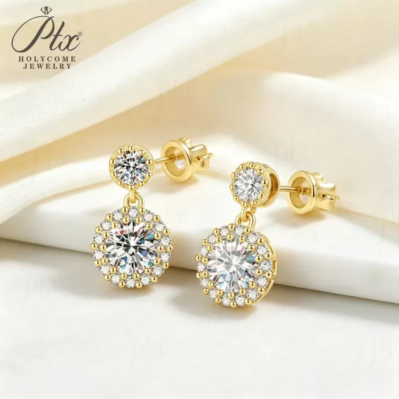 2ct Round Moissanite Stud Earrings D Color VVS1 925 Sterling Silver GRA - Image 6