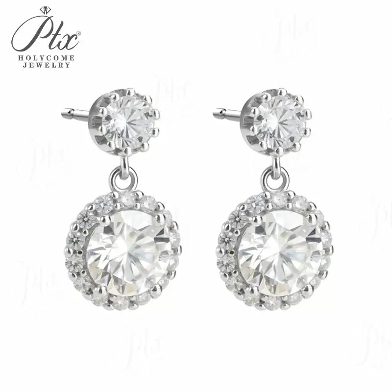 2ct Round Moissanite Stud Earrings D Color VVS1 925 Sterling Silver GRA - Image 8