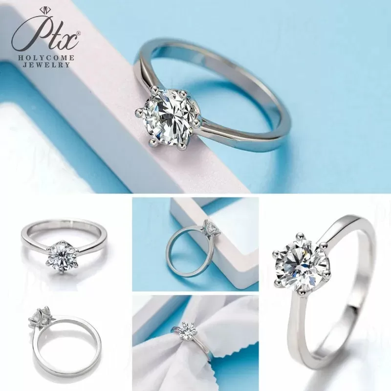 1ct Round Moissanite Ring D Color VVS1 925 Sterling Silver GRA - Image 3