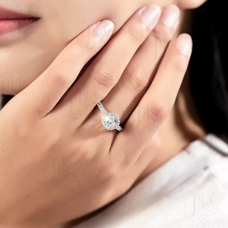 1ct Round Moissanite Ring D Color VVS1 925 Sterling Silver GRA - Image 5