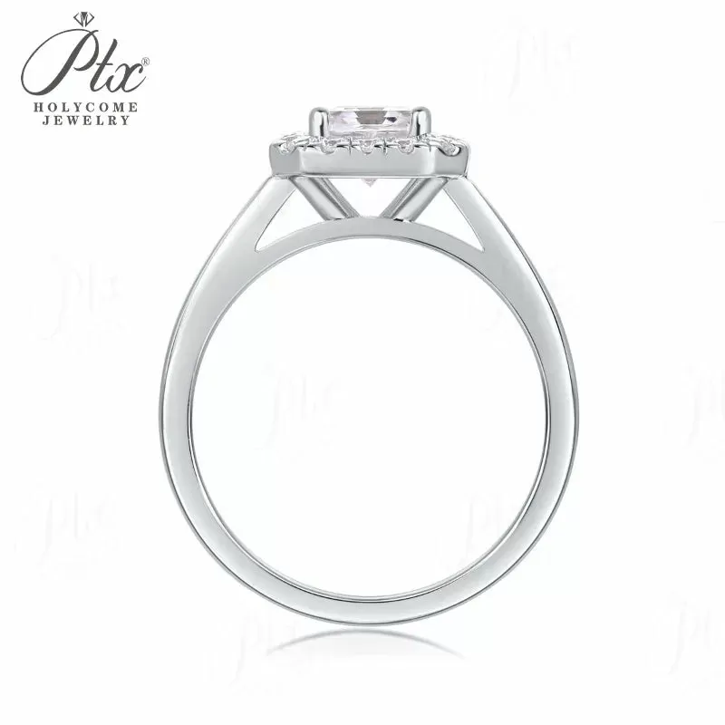 0.9ct Asscher Moissanite Ring D Color VVS1 925 Sterling Silver GRA - Image 3