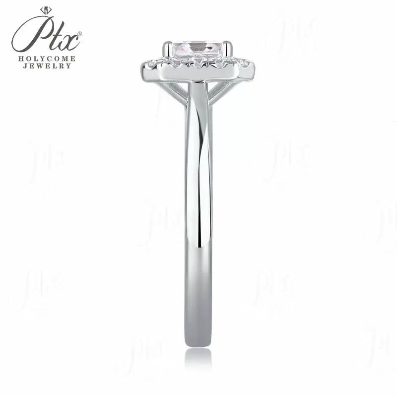 0.9ct Asscher Moissanite Ring D Color VVS1 925 Sterling Silver GRA - Image 4