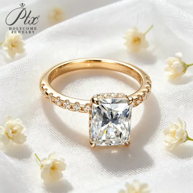 3ct Radiant Moissanite Ring D Color VVS1 925 Sterling Silver GRA - Image 5