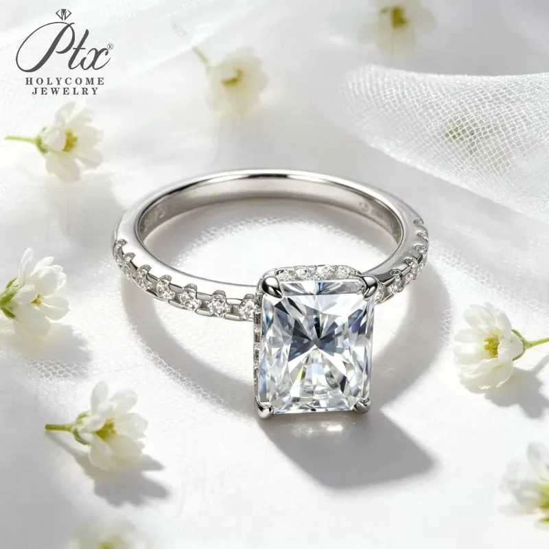 3ct Radiant Moissanite Ring D Color VVS1 925 Sterling Silver GRA - Image 7