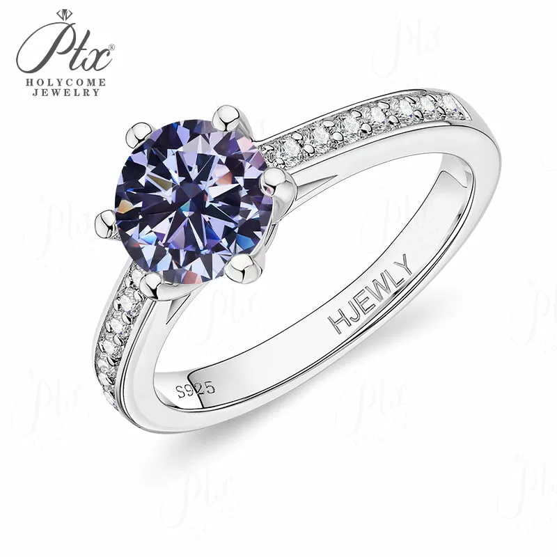 1ct Round Moissanite Ring D Color VVS1 925 Sterling Silver GRA