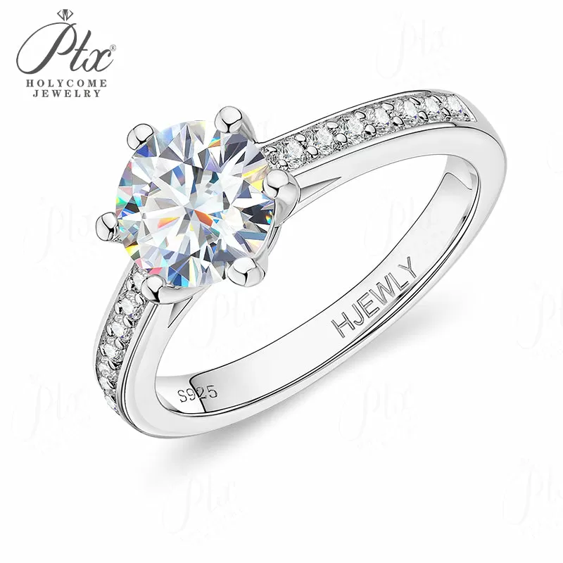 1ct Round Moissanite Ring D Color VVS1 925 Sterling Silver GRA - Image 2