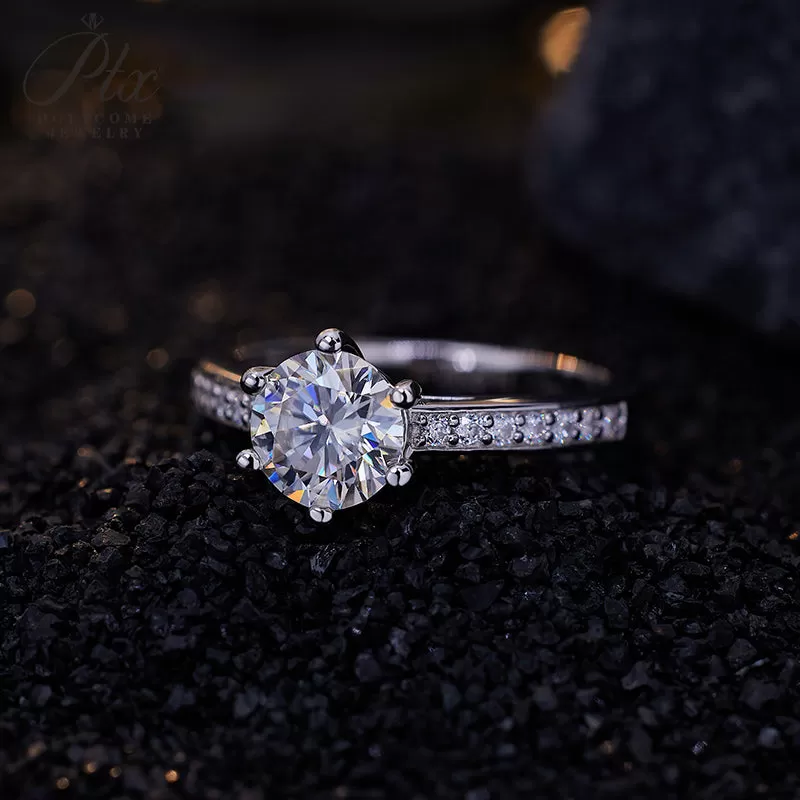1ct Round Moissanite Ring D Color VVS1 925 Sterling Silver GRA - Image 8