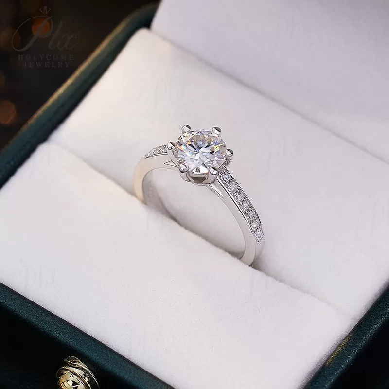 1ct Round Moissanite Ring D Color VVS1 925 Sterling Silver GRA - Image 9