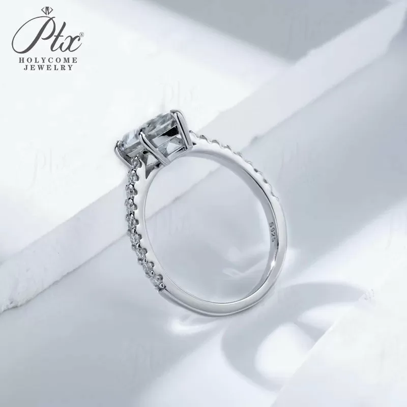 1ct Round Moissanite Ring D Color VVS1 925 Sterling Silver GRA - Image 2