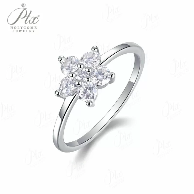 1ct Round Moissanite Ring D Color VVS1 925 Sterling Silver GRA