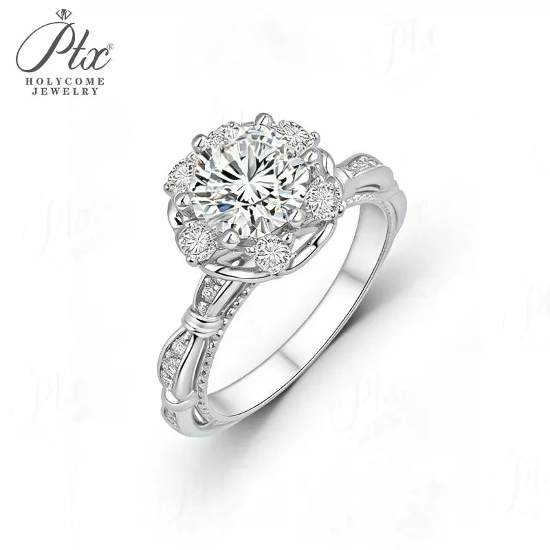 1ct Round Moissanite Ring D Color VVS1 925 Sterling Silver GRA - Image 5