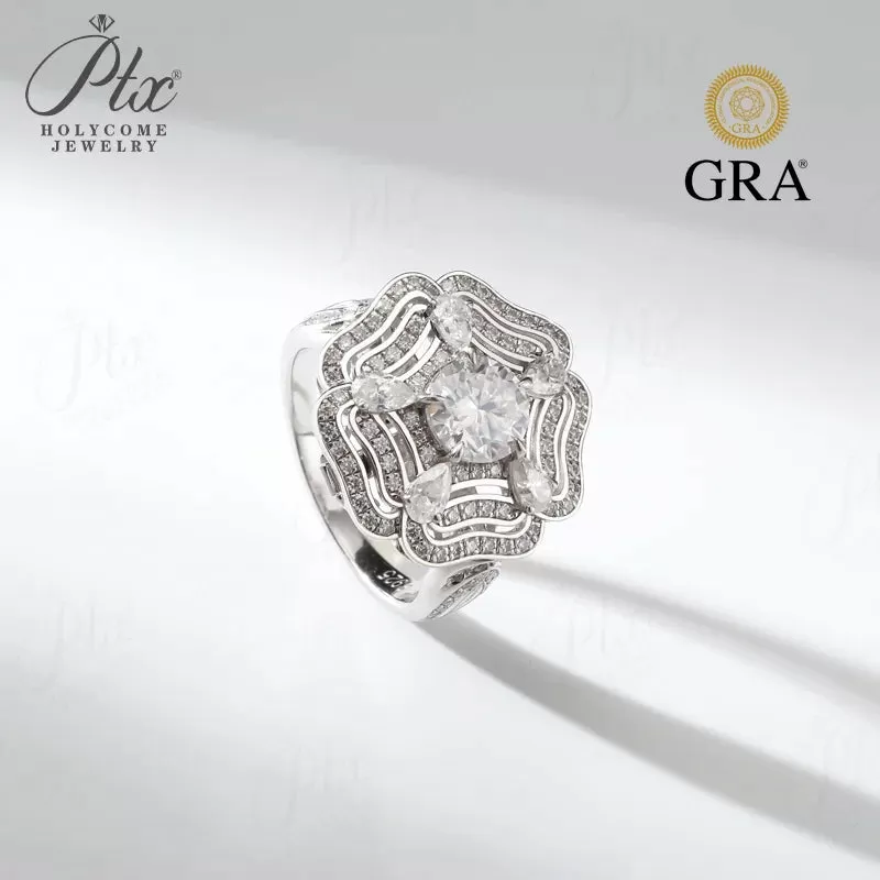 1ct Round Moissanite Ring D Color VVS1 925 Sterling Silver GRA - Image 9