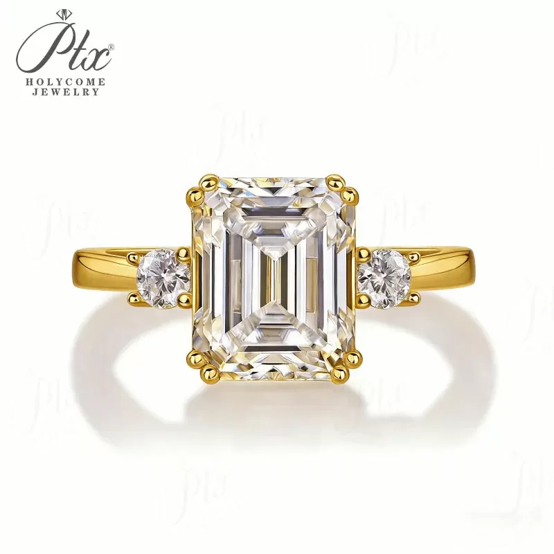 1ct Emerald Moissanite Ring D Color VVS1 925 Sterling Silver GRA - Image 2