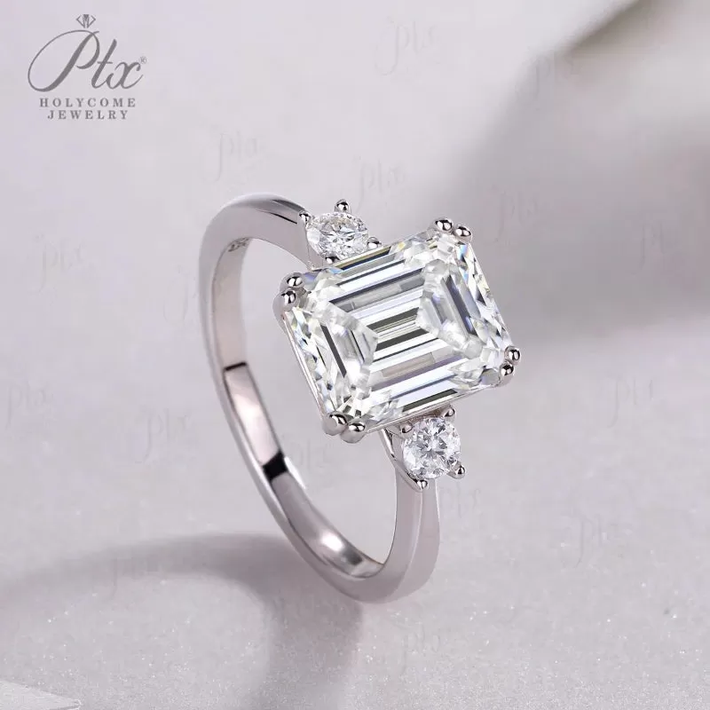 1ct Emerald Moissanite Ring D Color VVS1 925 Sterling Silver GRA - Image 4