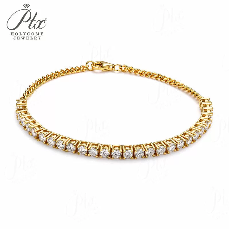 1ct Round Moissanite Bracelet D Color VVS1 925 Sterling Silver GRA - Image 2