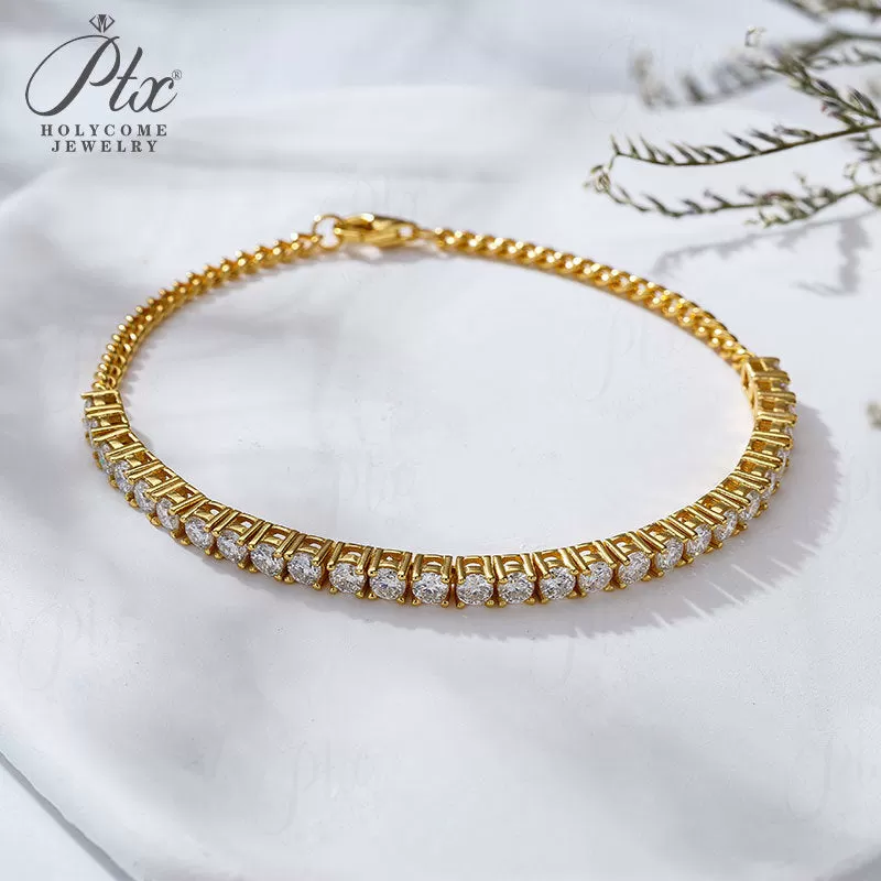 1ct Round Moissanite Bracelet D Color VVS1 925 Sterling Silver GRA - Image 3