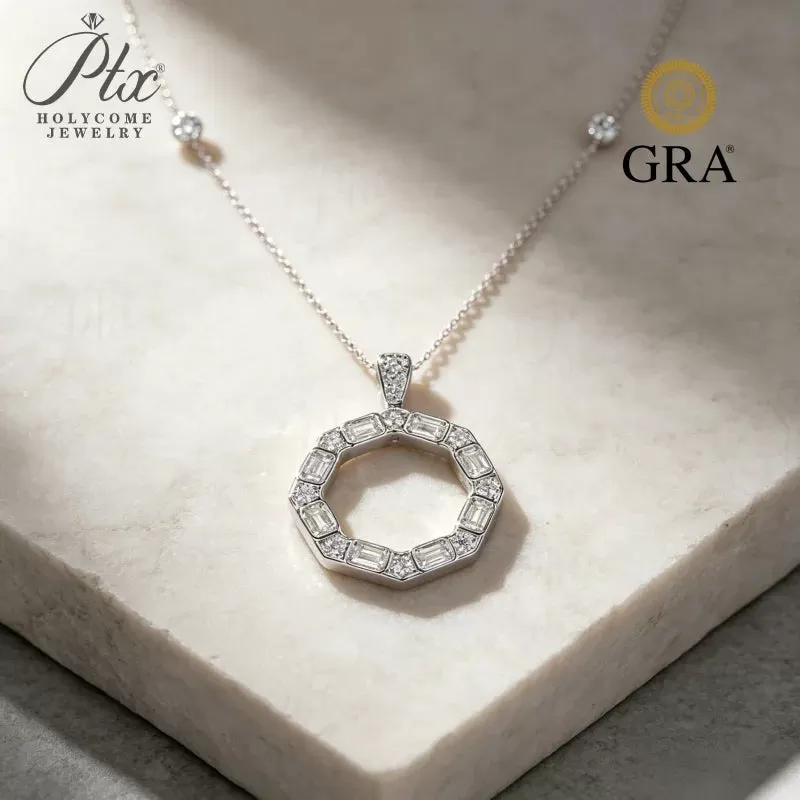 1ct Round Moissanite Pendant Necklace D Color VVS1 925 Sterling Silver GRA - Image 2