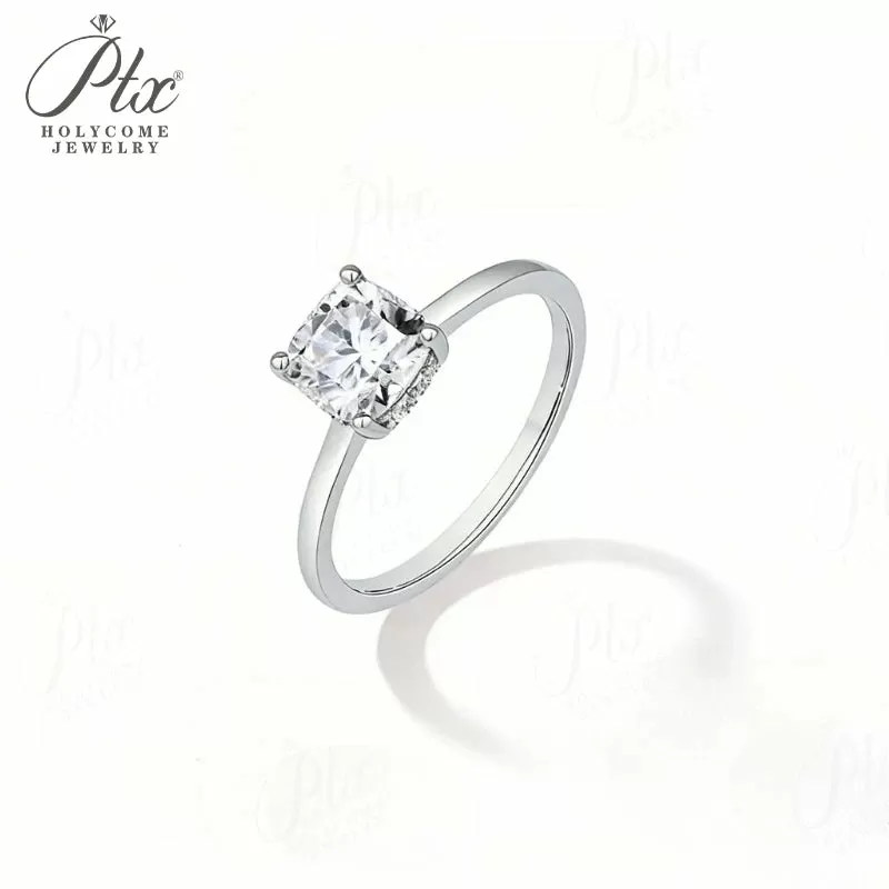 1.5ct Cushion Moissanite Ring D Color VVS1 925 Sterling Silver GRA - Image 2