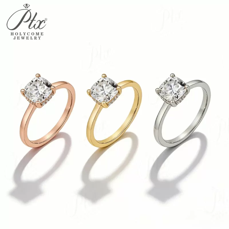1.5ct Cushion Moissanite Ring D Color VVS1 925 Sterling Silver GRA - Image 7